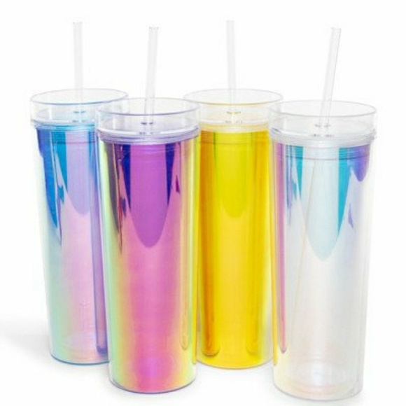 15oz Iridescent travel water, bottle with straw - Picture 3 of 3
